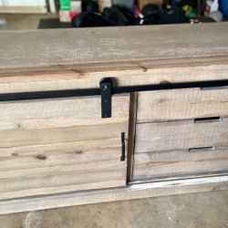 Farmhouse Wooden Storage Cabinet with Sliding Door 