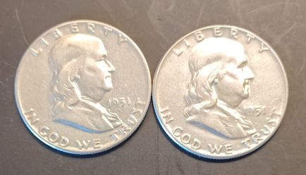 1951 Franklin Silver Half Dollars 90% Silver