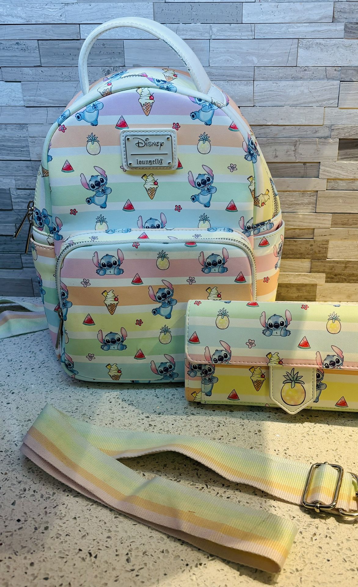 Disney Loungefly Lilo & Stitch Mini Fruit Fruits Backpack w/ RARE WALLET