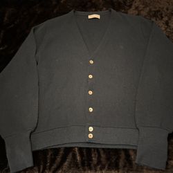 Mens Large Vintage Christian Dior Navy Blue Button Up Cardigan Designer Sweater