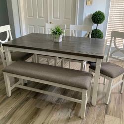 White And Grey Kitchen Dining Table Set