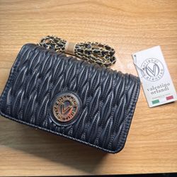 Valentino Orlandi black wavy crossbody  Bag