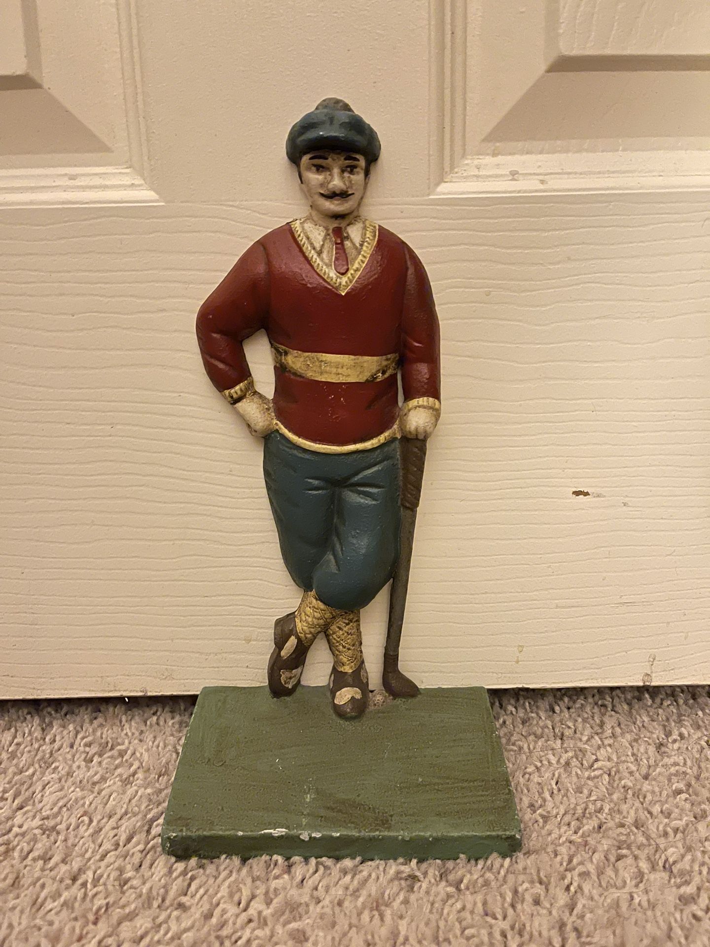 Vintage Midwest Cast Iron Golfer Man Doorstop