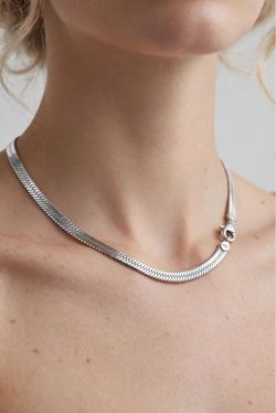 925 Sterling Silver 4MM Blade Chain Necklace - 20" Herringbone -