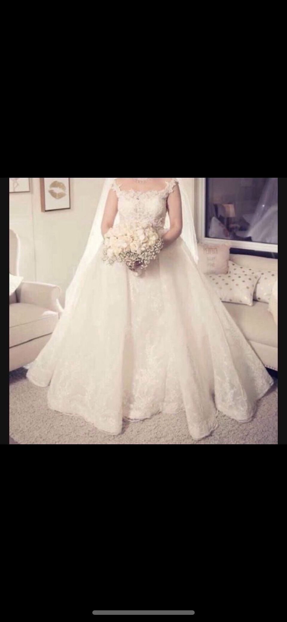 Customized Gorgeous Wedding Dress Size 6 With Beautiful Headpiece