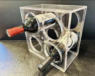 Lucite Acrylic Clear Wine Rack 4 Count Holder Storage 6x10x10"