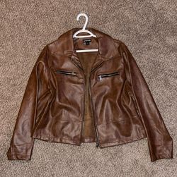 Brown Faux Leather Moto Jacket