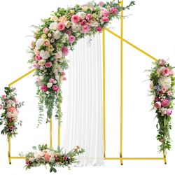 Set Of 3 Gold Metal Arch Backdrop Stand (7.2FT/5.8/4.2) Balloon Arch Frame For Weddings Parties Birthdays Baby Showers Graduations And Holiday Ceremon