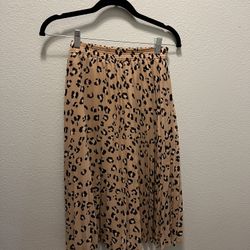 Leopard Print Pleated Skirt - Size Small
