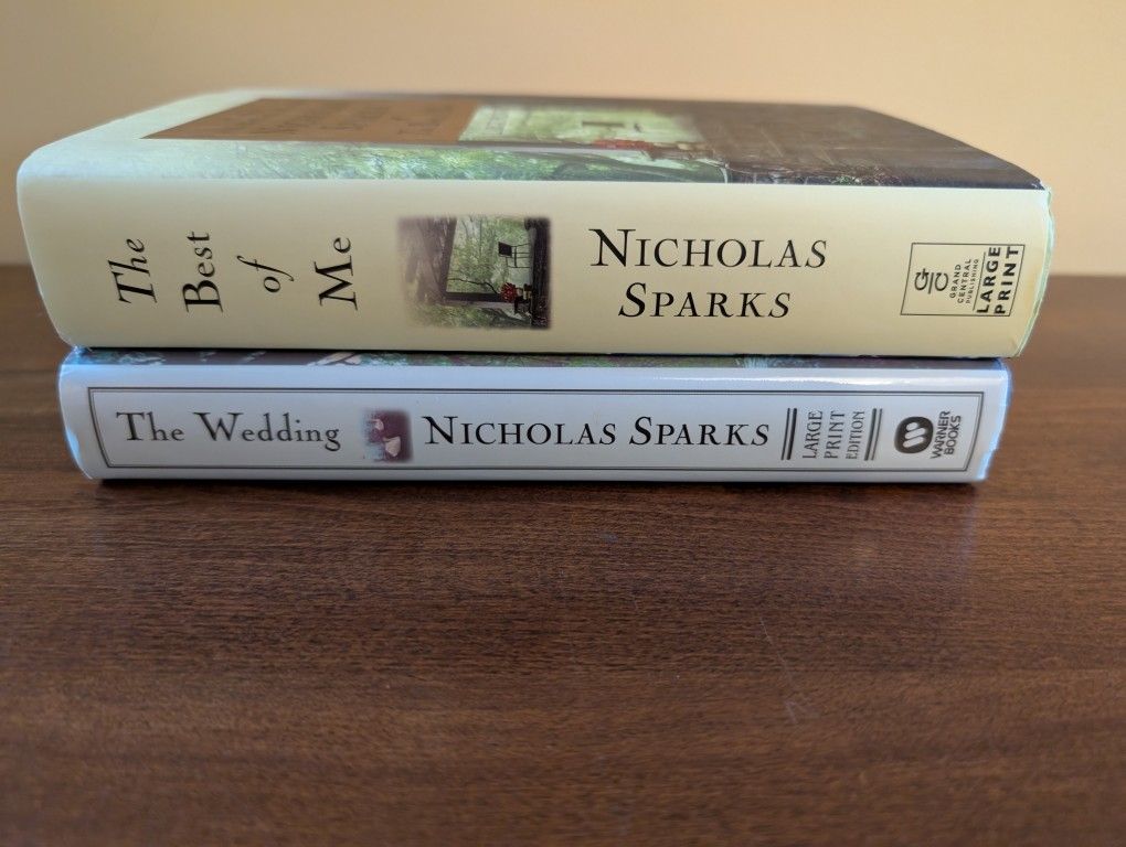 Nicholas Sparks Hard Copy Books Large Print Versions - Lot of 2