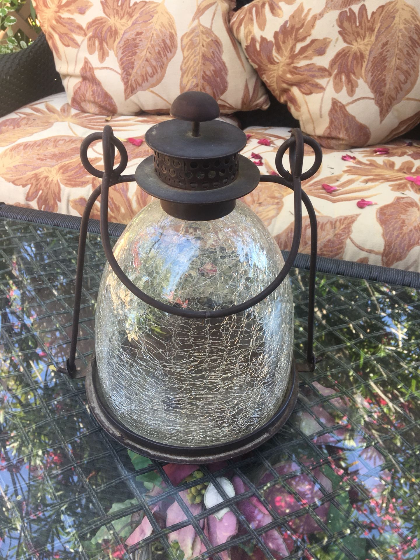 Lantern with Crackled Glass