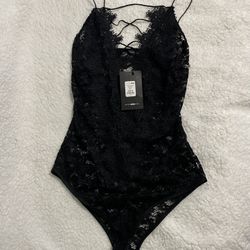 Black Fashion Nova Lace Bodysuit