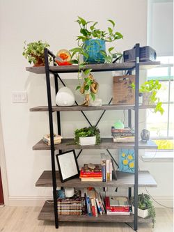 New Modern Home Decor Farmhouse Showcase / Bookcase - light gray oak and black