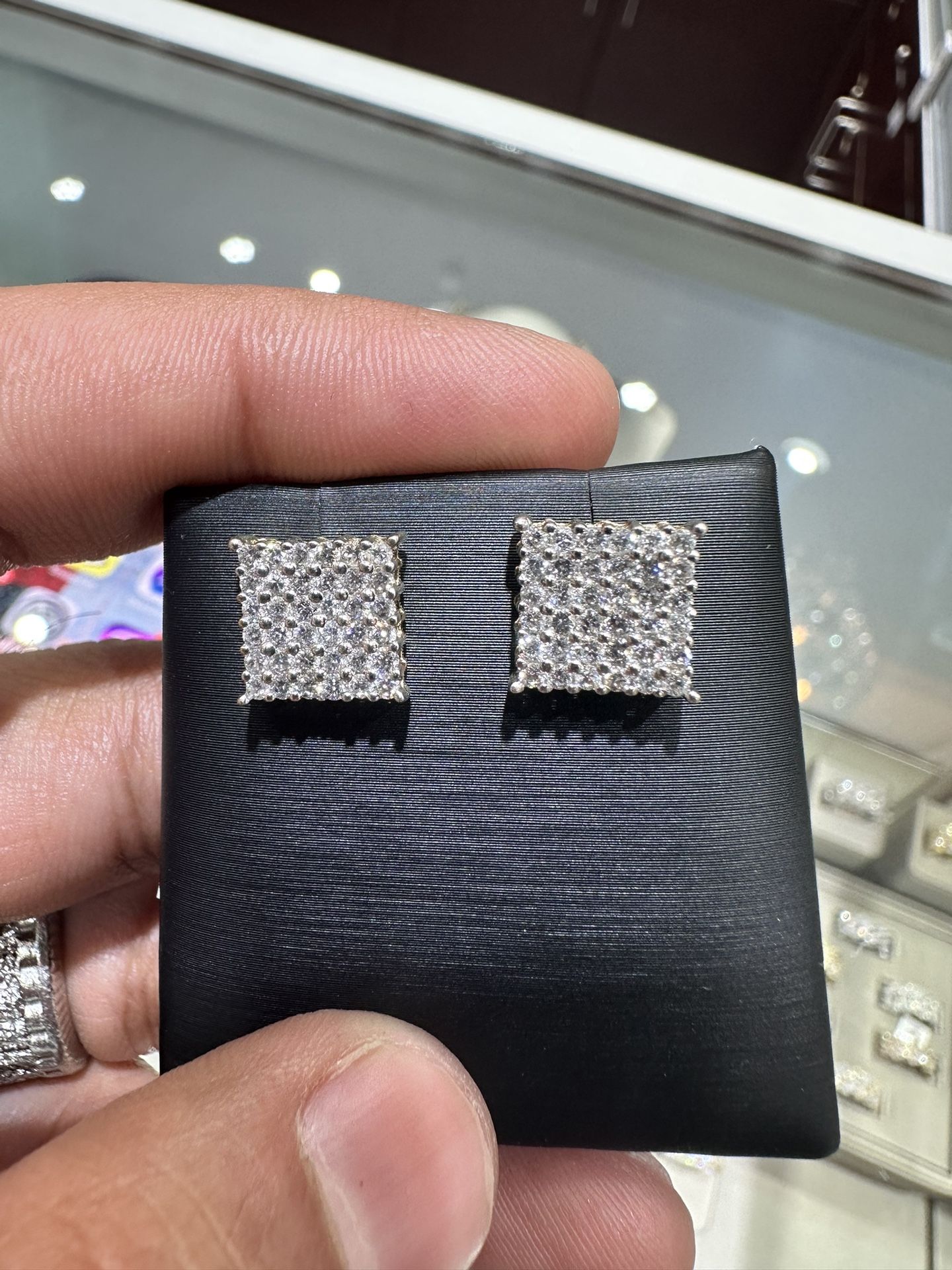 Square Shaped Diamond Earrings