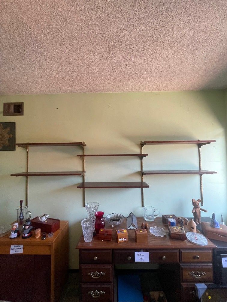 Mid Century Modern Wall Unit / Shelves 6 Shelves