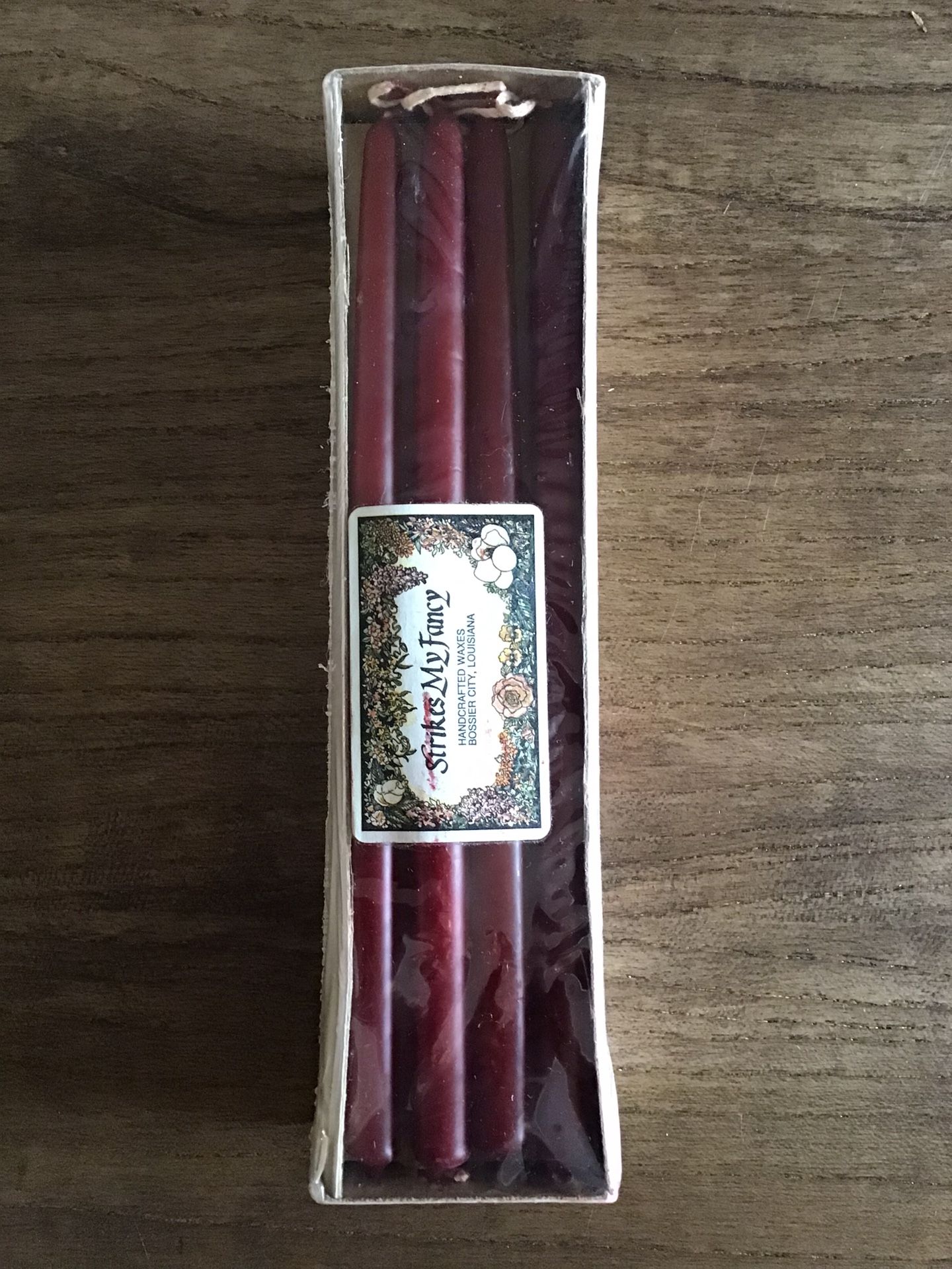 NEW Vintage Handmade 9” Unscented Slim Burgundy Candlesticks (Box of 12)