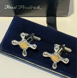Hot & Cold Faucet Handles - Silver Finish Cufflinks