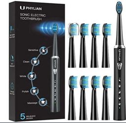 Sonic Electric Toothbrush High Power Rechargeable with 8 Brush Heads, 5 Modes