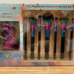 8pc Premium Brush Set W/ Ceramic Brush Holder 