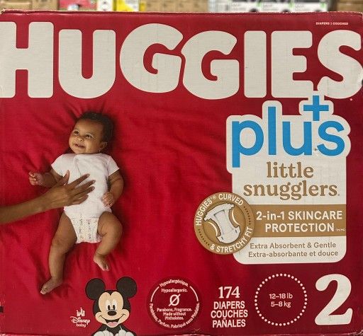 Huggies Plus Little Snugglers 174ct Baby Diapers Size 2