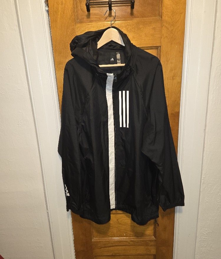  Adidas Men's 2XL Black Windbreaker Jacket