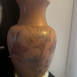 1980s Lamp Art Deco Revival Lily Mauve Pink 