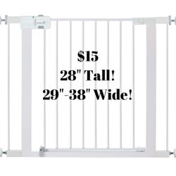 28” Tall x 28”-38” Wide White Baby Gate Dog Gate Safety Gate Brand New Open Box Safety 1st