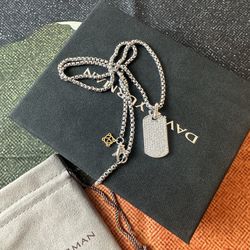 David Yurman 21" White Dog Tag Pendant