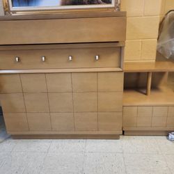 Real Solid Wood Mahogany Dresser With Nightstand 