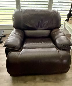 Dark Brown Leather Manual Recliner Chair