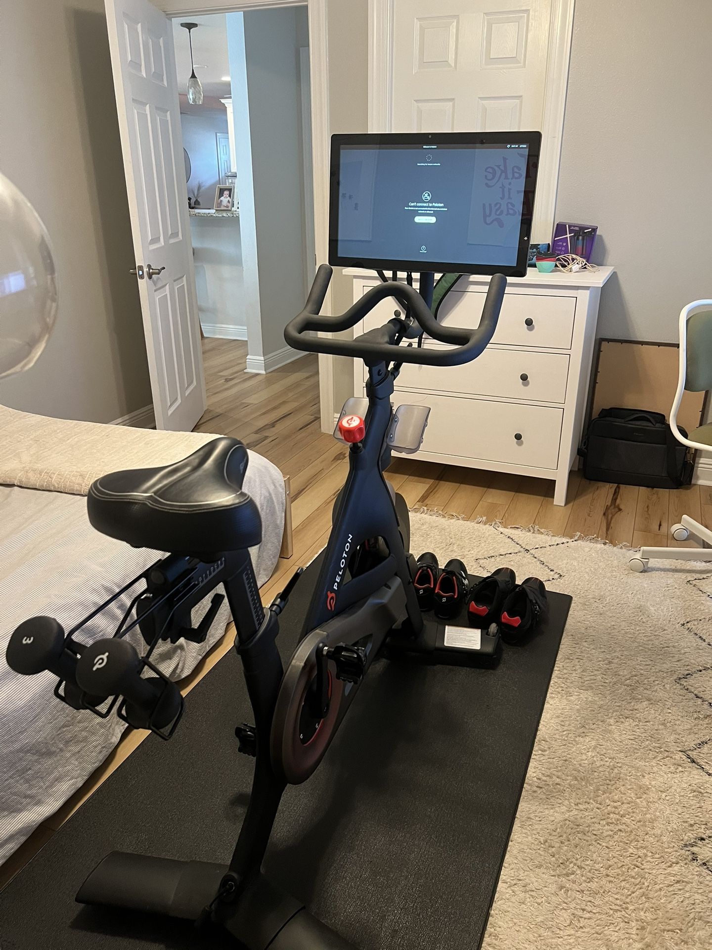 Peloton Bike, 2 Pairs Of Shoes