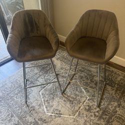 Mid Century Gray Bar Stools - Set Of 2