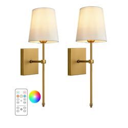 2 pack Battery Operated Wall Sconces ,Gold Modern with Remote Control Rechargeable Dimmable