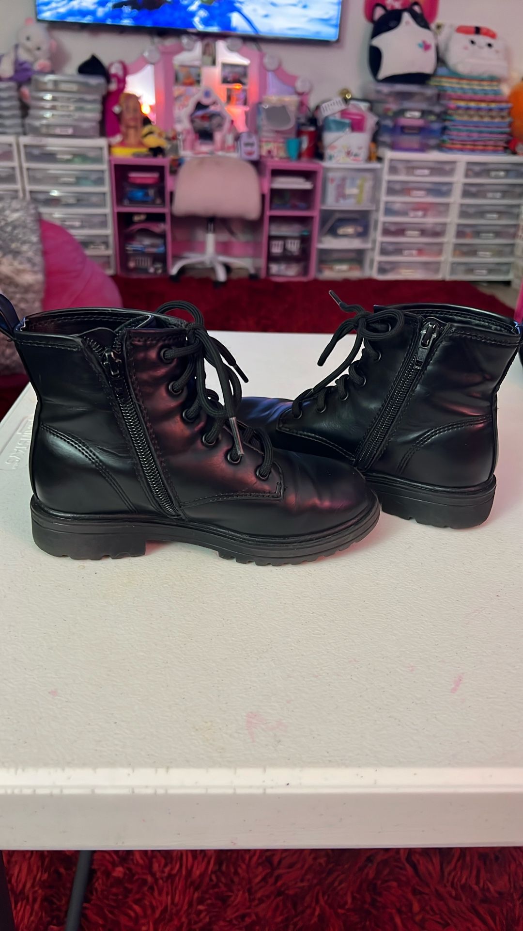 Kids Girls Black Boots