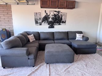 FREE DELIVERY modern gray sectional sofa couch sala ottoman