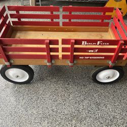 Berlin Heavy Hauler Vintage Red Wooden Wagon Removable Sides Made In The USA