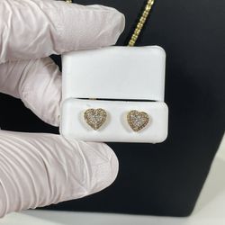 10k .30 TCW Micropave Diamond Heart Earrings