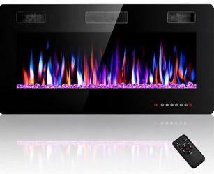 Electric Wall-Mount Fireplace with Remote