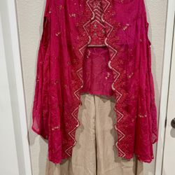3pc Indowestern outfit in Georgette and gaji silk blouse