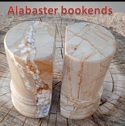 Heavy Alabaster Stone Bookends