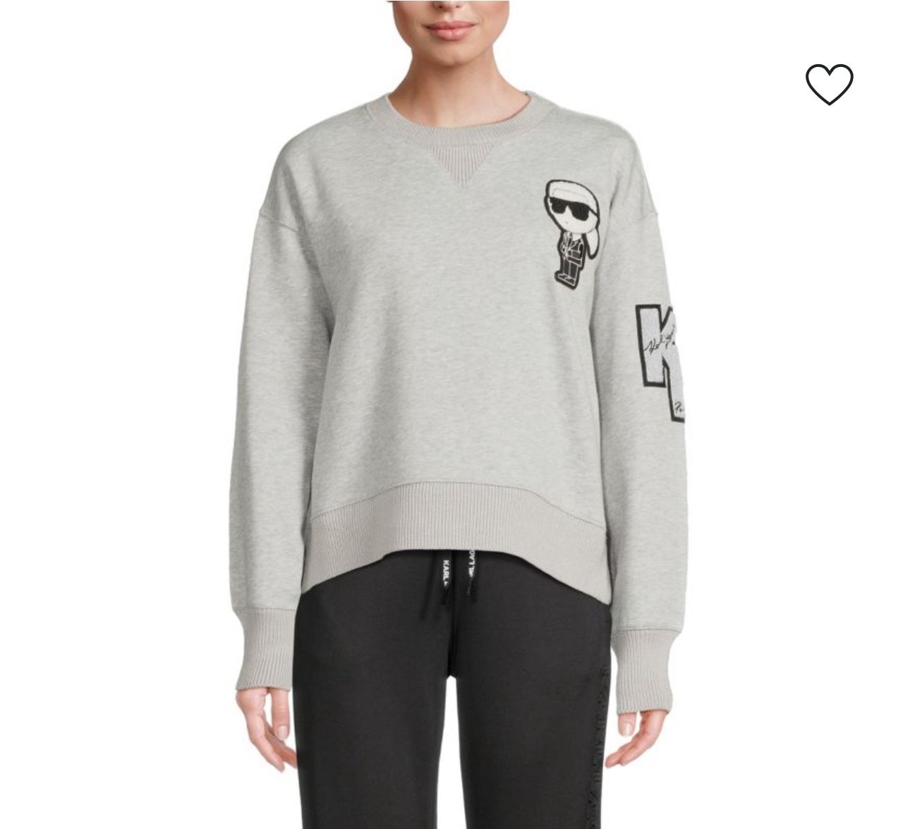 New with tag KARL LAGERFELD PARIS Karl Patch women’s fleece Sweatshirt size XL long sleeve Just find bought wrong size so going to sell with the most