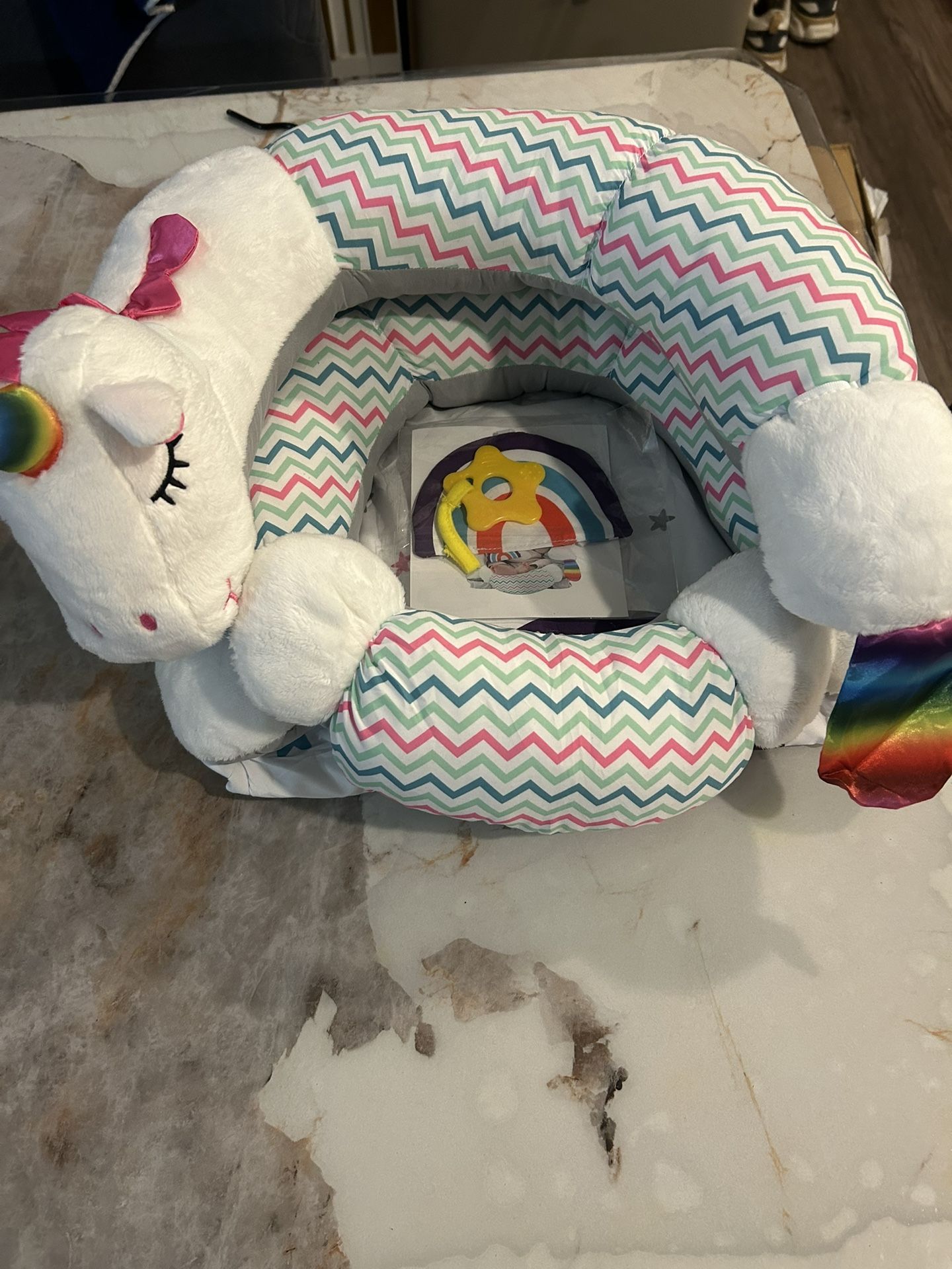 Lovvie & Joy 2-in-1 Tummy Time Mat & Seated Support Pillow,Baby Tummy Time Pillow Support for Newborns and Older Babies,with Detachable Support Pillow