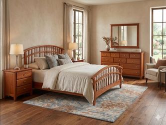 Solid Wood Bassett Queen Bedroom Set – Mission Shaker Style (4-Piece)