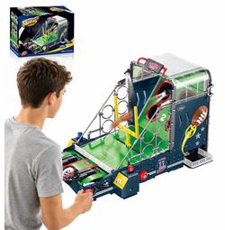 Foosball Table Game, Football Building Blocks Sets, Ball Throwing Game, 2272 PCS DIY Soccer & Pinball Machine with Music & Lights, Dual Launcher Board