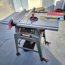 10in Craftsmen Table Saw, 3HP, On Wheels, Manual Included, Mitre Gauge And Fence