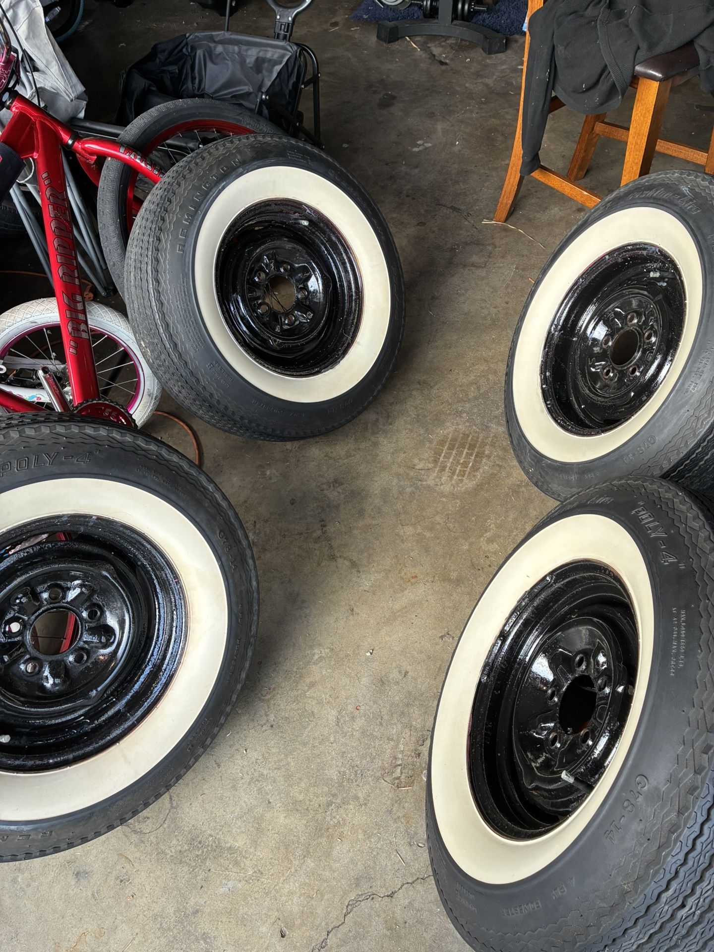 14 Inch Stocks Whitewalls Remingtons White Walls Bombs Chevy Deluxe Impala Bel Air Lowrider Rims 