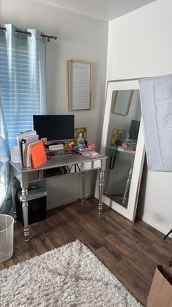Silver and Glass Vanity Desk