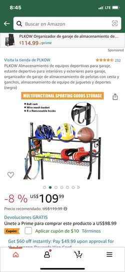 Almacenamiento de equipos deportivos para garaje, estante deportivo para interiores y exteriores para garaje, organizador de garaje de almacenamiento 
