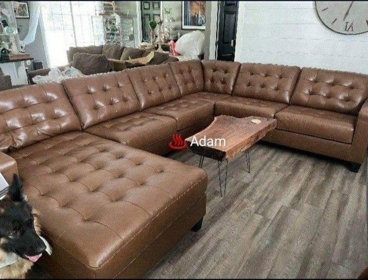 Real Leather 3 Pieces Sectional Couch Same Day Delivery By ASHLEY