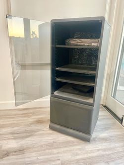 XL Large Entertainment Media Tower Cabinet With Glass Doors